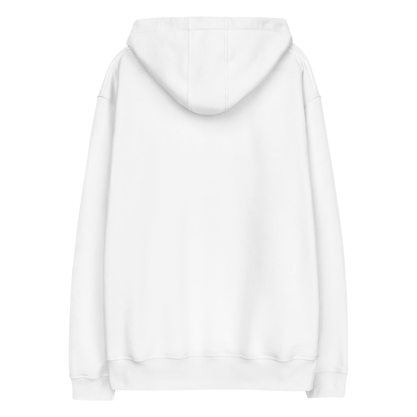 Back view of our ‘No Huddle Just Go’ luxe Unisex hoodie in white, featuring “Chase Cash Not Clout” premium embroidered text in black on front and white backside. Add this signature hoodie to your collection! Customers love our luxe hoodies because they have all the essentials; organic cotton, soft fleece inside, comfortable Unisex fit and are heavy weight. This hoodie is available now in black and white & sizes S-3XL.