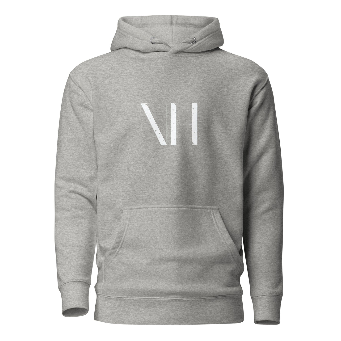 NO HUDDLE JUST GO and add this signature “NH” logo design to your hoodie collection! Customers love our “No Huddle Just Go” premium hoodies because they have all the essentials; quality 100% cotton, comfort-fitted hood, matching drawstrings, and a front pocket. Front of the hoodie has a graphic design with the NH logo. This hoodie is available now in various colors & sizes S-3XL. This image is carbon grey.
