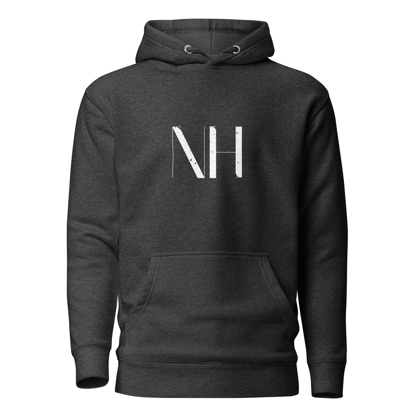 NO HUDDLE JUST GO and add this signature “NH” logo design to your hoodie collection! Customers love our “No Huddle Just Go” premium hoodies because they have all the essentials; quality 100% cotton, comfort-fitted hood, matching drawstrings, and a front pocket. Front of the hoodie has a graphic design with the NH logo. This hoodie is available now in various colors & sizes S-3XL. This image is charcoal.