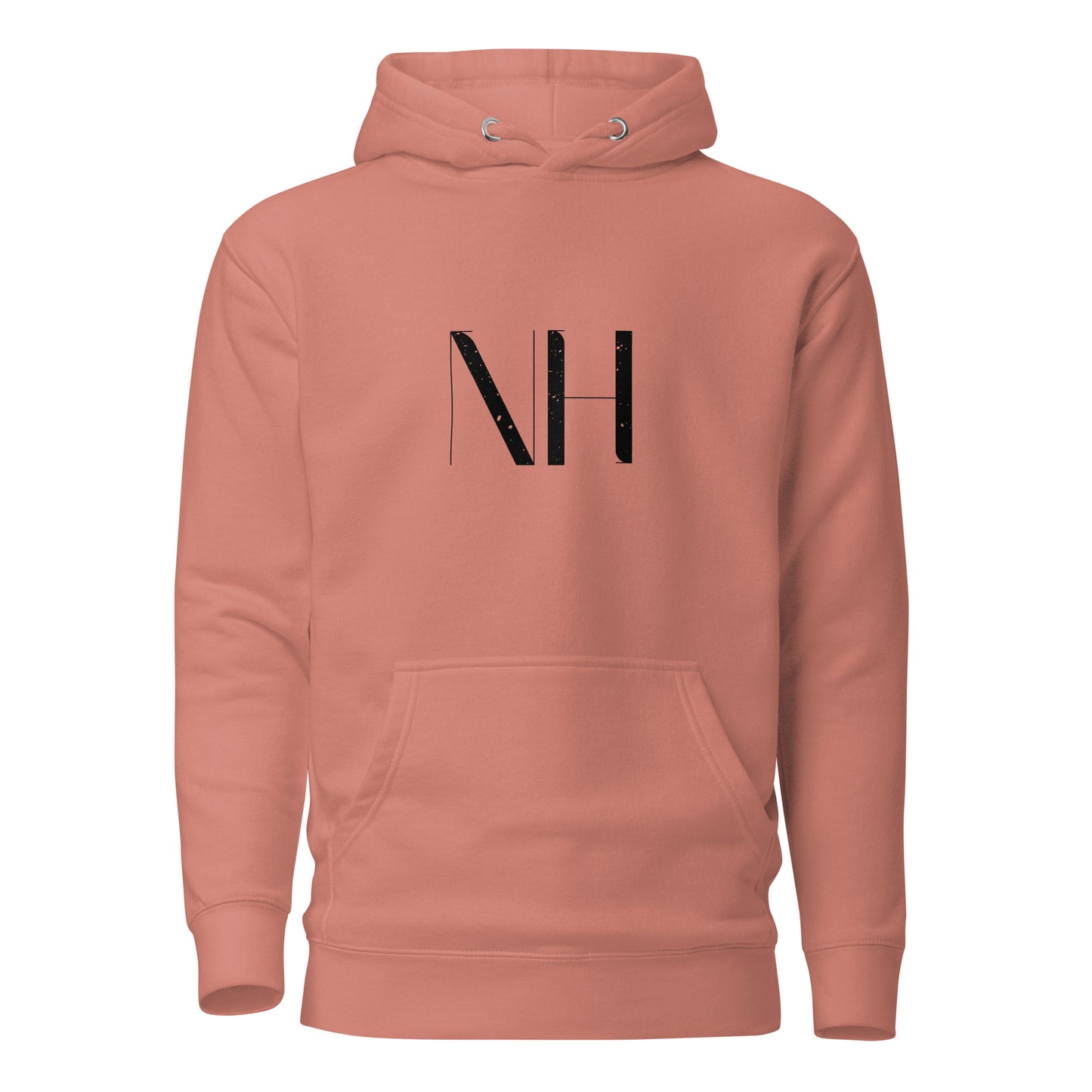 NO HUDDLE JUST GO and add this signature “NH” logo design to your hoodie collection! Customers love our “No Huddle Just Go” premium hoodies because they have all the essentials; quality 100% cotton, comfort-fitted hood, matching drawstrings, and a front pocket. Front of the hoodie has a graphic design with the NH logo. This hoodie is available now in various colors & sizes S-3XL. This image is dusty rose.