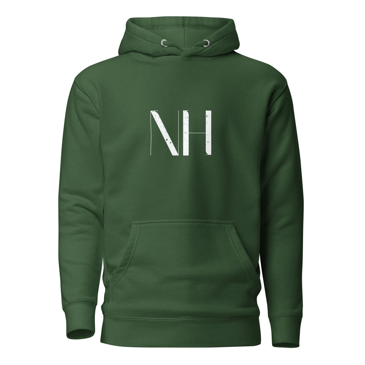 NO HUDDLE JUST GO and add this signature “NH” logo design to your hoodie collection! Customers love our “No Huddle Just Go” premium hoodies because they have all the essentials; quality 100% cotton, comfort-fitted hood, matching drawstrings, and a front pocket. Front of the hoodie has a graphic design with the NH logo. This hoodie is available now in various colors & sizes S-3XL. This image is forest green.