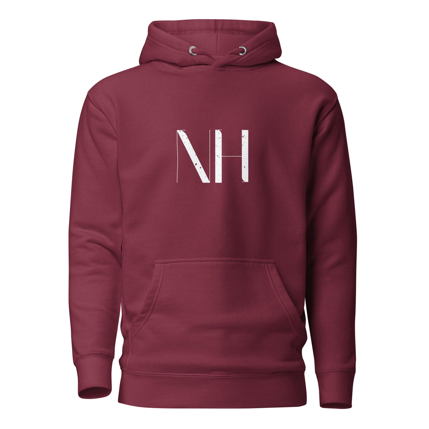NO HUDDLE JUST GO and add this signature “NH” logo design to your hoodie collection! Customers love our “No Huddle Just Go” premium hoodies because they have all the essentials; quality 100% cotton, comfort-fitted hood, matching drawstrings, and a front pocket. Front of the hoodie has a graphic design with the NH logo. This hoodie is available now in various colors & sizes S-3XL. This image is maroon.