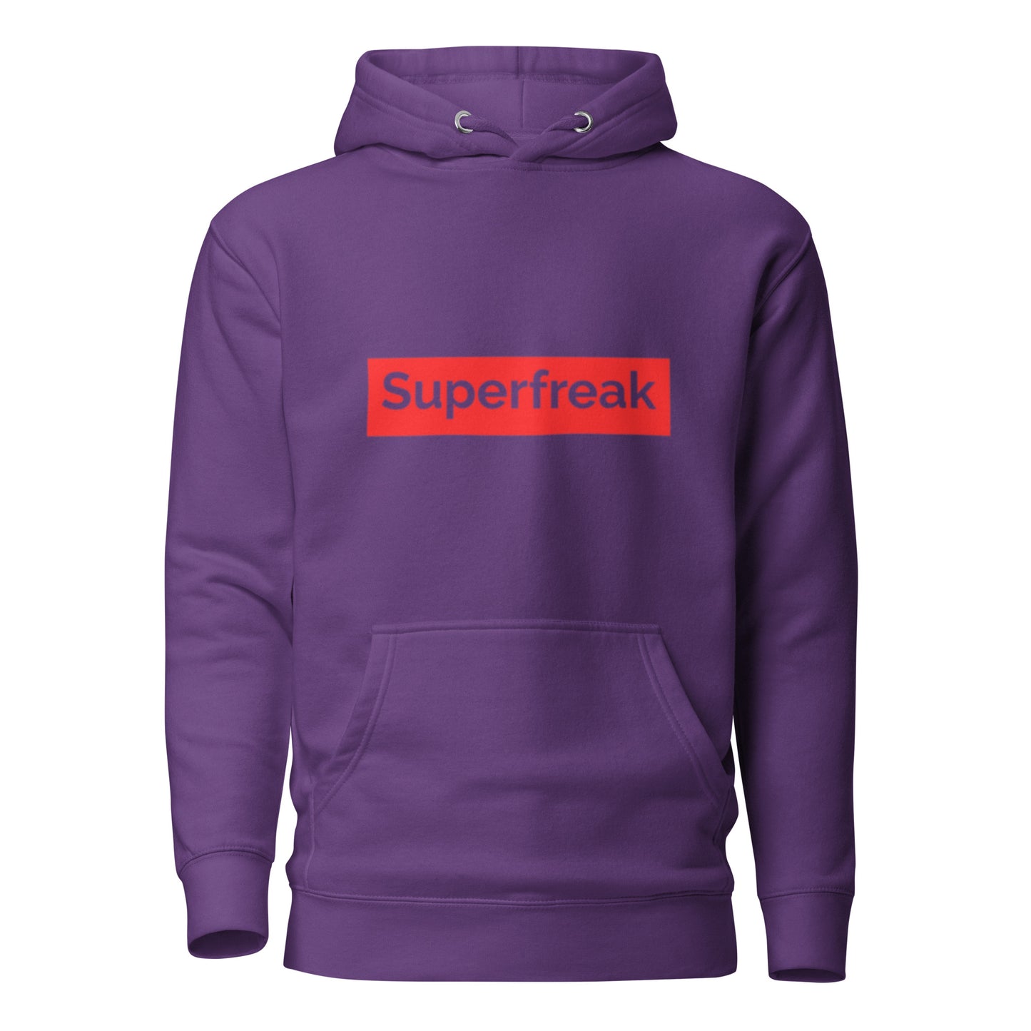 If “Say Less” was a person, they’d be wearing our “Super Freak” purple premium hoodie. This exclusive hoodie does the talking while you exude style and confidence. Customers love our “No Huddle Just Go” premium hoodies because they have all the essentials; quality 100% cotton, comfort-fitted hood, matching drawstrings, and a front pocket. Front of the hoodie has “Super Freak” in red text. This hoodie is available now in various colors & sizes S-3XL. Back is purple.