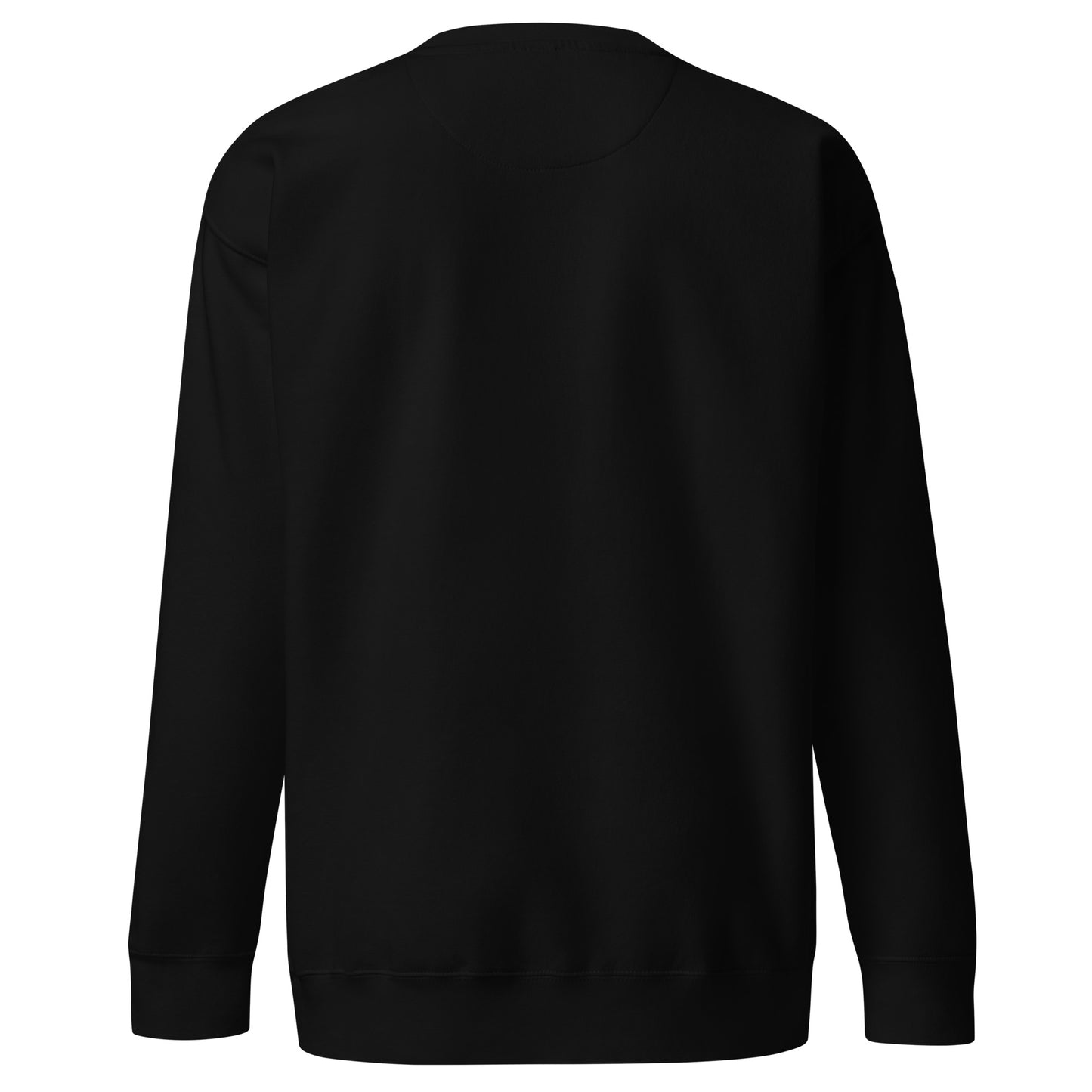Back view of our ‘No Huddle Just Go’ Premium Unisex Sweatshirt in black, featuring ‘My Fico High, Body Count Low’ in white text on the front. Add this signature sweatshirt to your collection! Customers love our Premium Unisex Sweatshirts because they have all the essentials; 100% cotton face, soft interior, comfortable Unisex fit and are medium thickness. This sweatshirt is available now in various colors & sizes S-3XL.