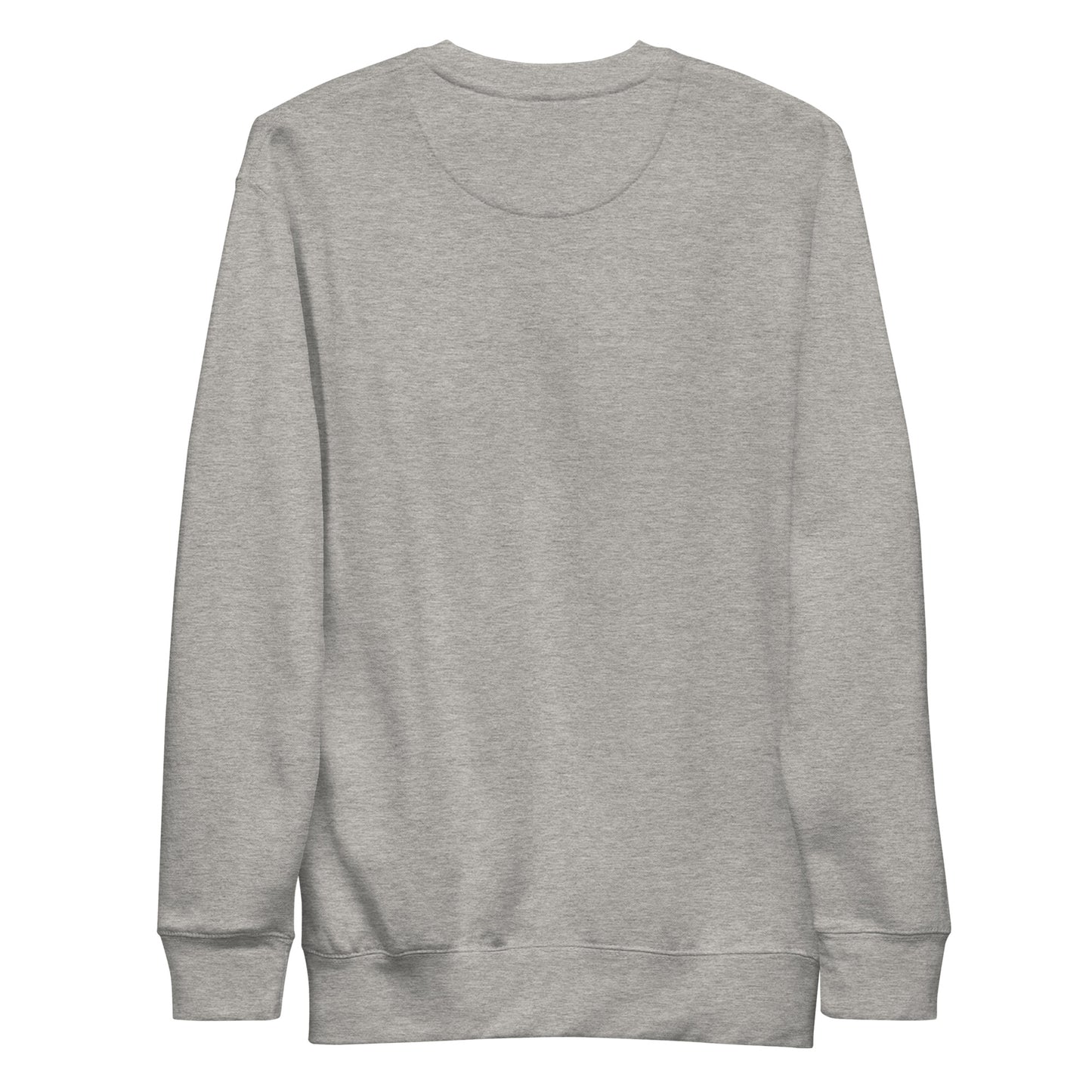 Back view of our ‘No Huddle Just Go’ Premium Unisex Sweatshirt in charcoal grey, featuring `Spicy’ graphic on the front. Add this signature sweatshirt to your collection! Customers love our Premium Unisex Sweatshirts because they have all the essentials; 100% cotton face, soft interior, comfortable Unisex fit and are medium thickness. This sweatshirt is available now in various colors & sizes S-3XL.