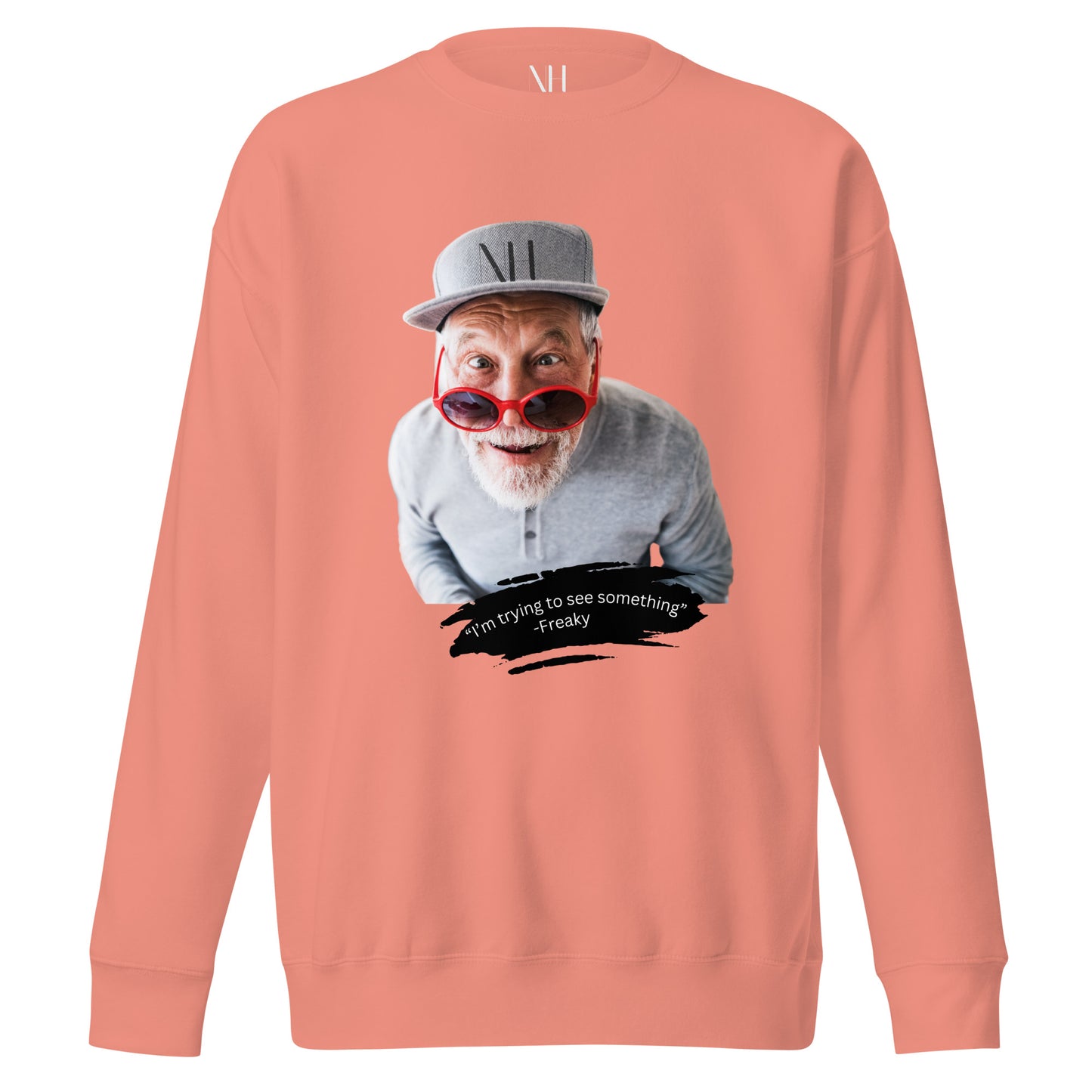 Front view of our ‘No Huddle Just Go’ Premium Unisex Sweatshirt in dusty rose, featuring ‘See Something’ graphic front. Add this signature sweatshirt to your collection! Customers love our Premium Unisex Sweatshirts because they have all the essentials; 100% cotton face, soft interior, comfortable Unisex fit and are medium thickness. This sweatshirt is available now in various colors & sizes S-3XL.