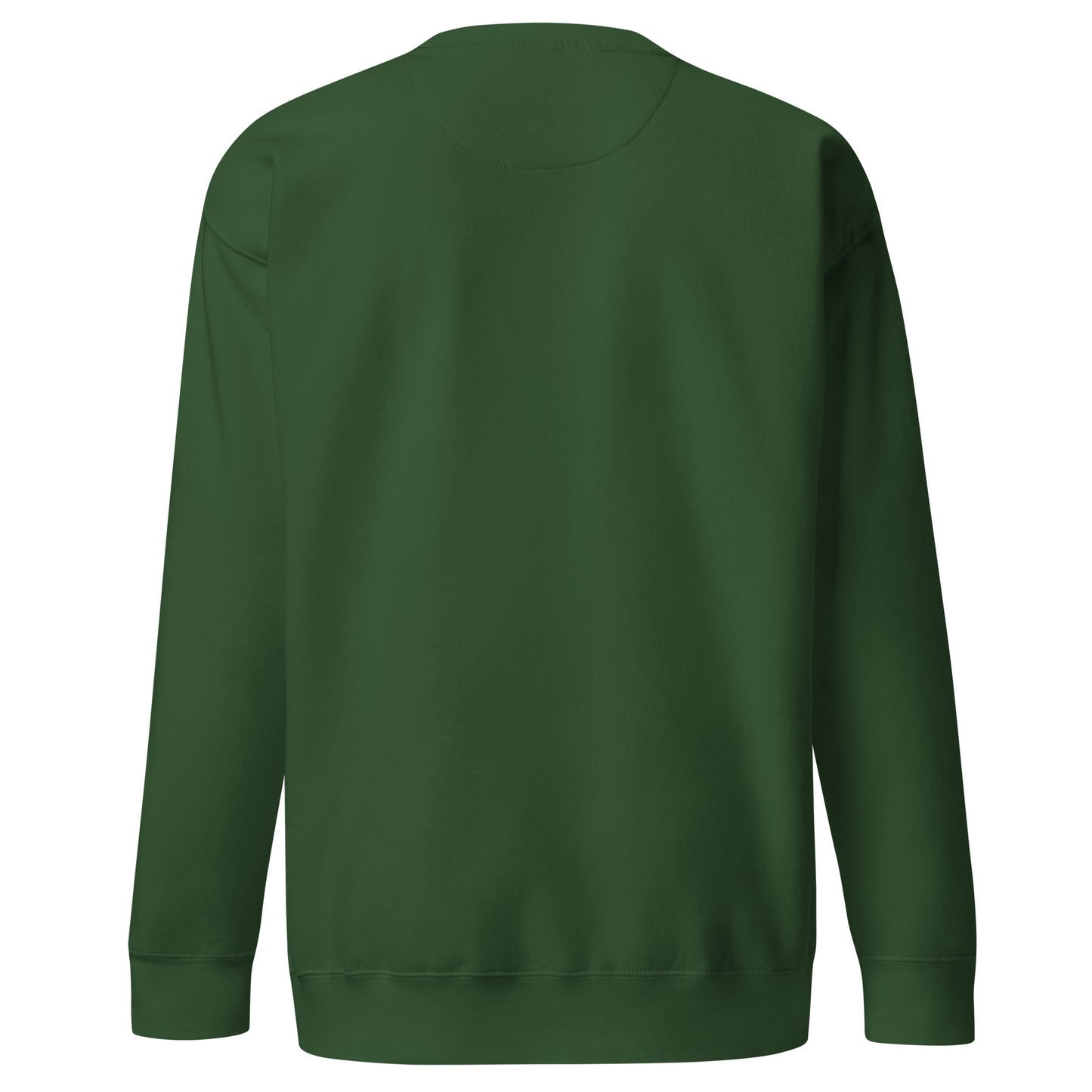 Back view of our ‘No Huddle Just Go’ Premium Unisex Sweatshirt in forest green, featuring “FAFO” graphic on the front. Add this signature sweatshirt to your collection! Customers love our Premium Unisex Sweatshirts because they have all the essentials; 100% cotton face, soft interior, comfortable Unisex fit and are medium thickness. This sweatshirt is available now in various colors & sizes S-3XL