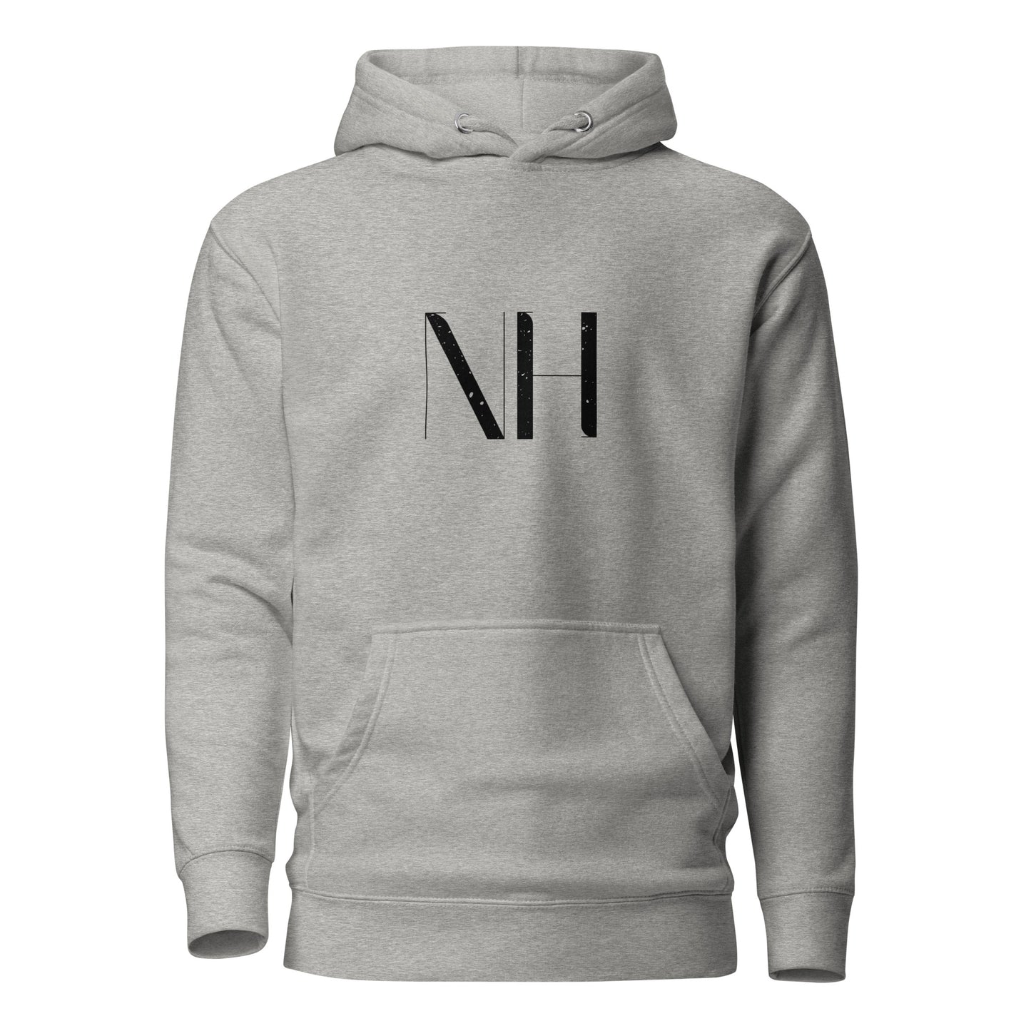 NO HUDDLE JUST GO and add this signature “NH” logo design to your hoodie collection! Customers love our “No Huddle Just Go” premium hoodies because they have all the essentials; quality 100% cotton, comfort-fitted hood, matching drawstrings, and a front pocket. Front of the hoodie has a graphic design with the “NH” logo.  This hoodie is available now in various colors & sizes S-3XL. This image is grey.