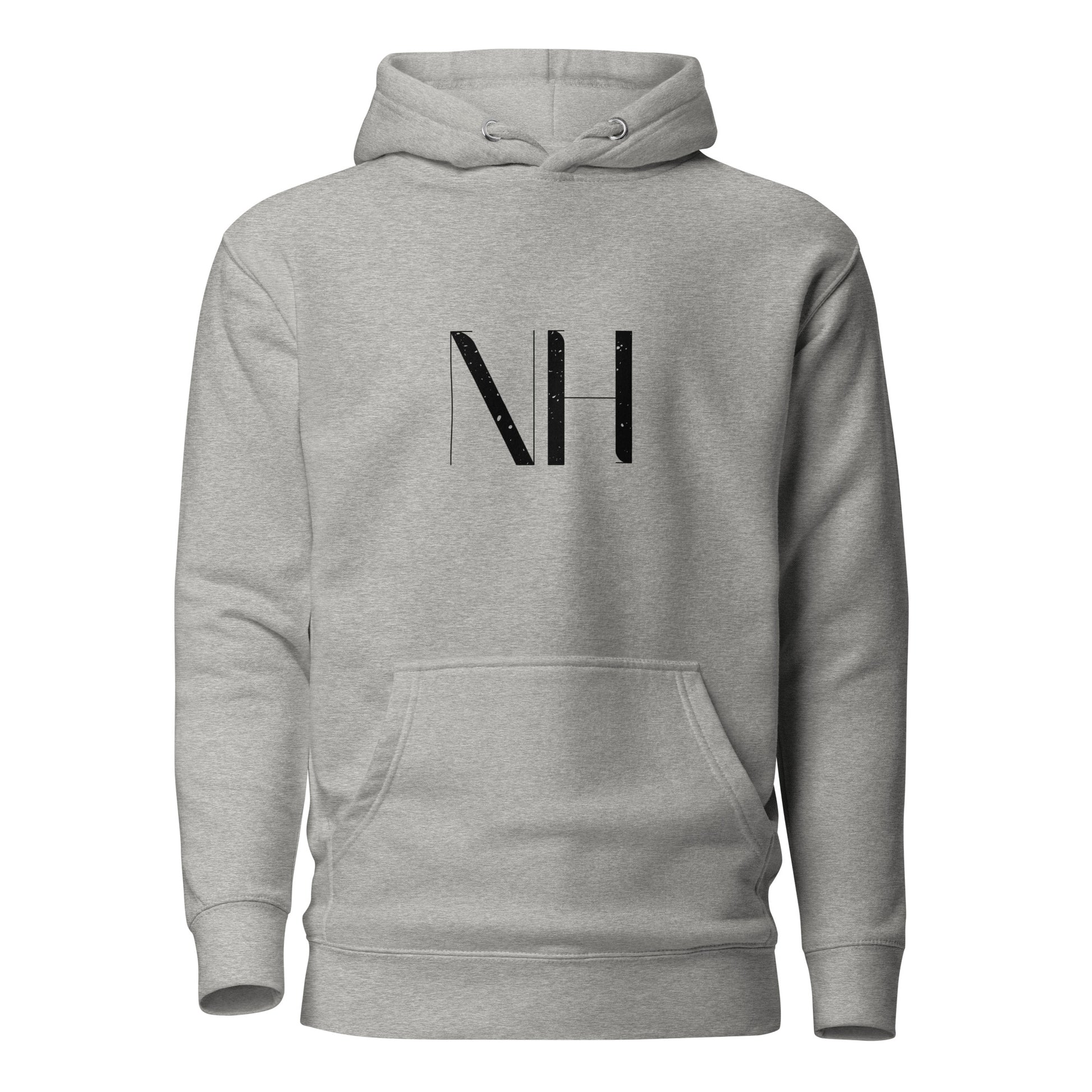 NO HUDDLE JUST GO and add this signature “NH” logo design to your hoodie collection! Customers love our “No Huddle Just Go” premium hoodies because they have all the essentials; quality 100% cotton, comfort-fitted hood, matching drawstrings, and a front pocket. Front of the hoodie has a graphic design with the “NH” logo.  This hoodie is available now in various colors & sizes S-3XL. This image is grey.