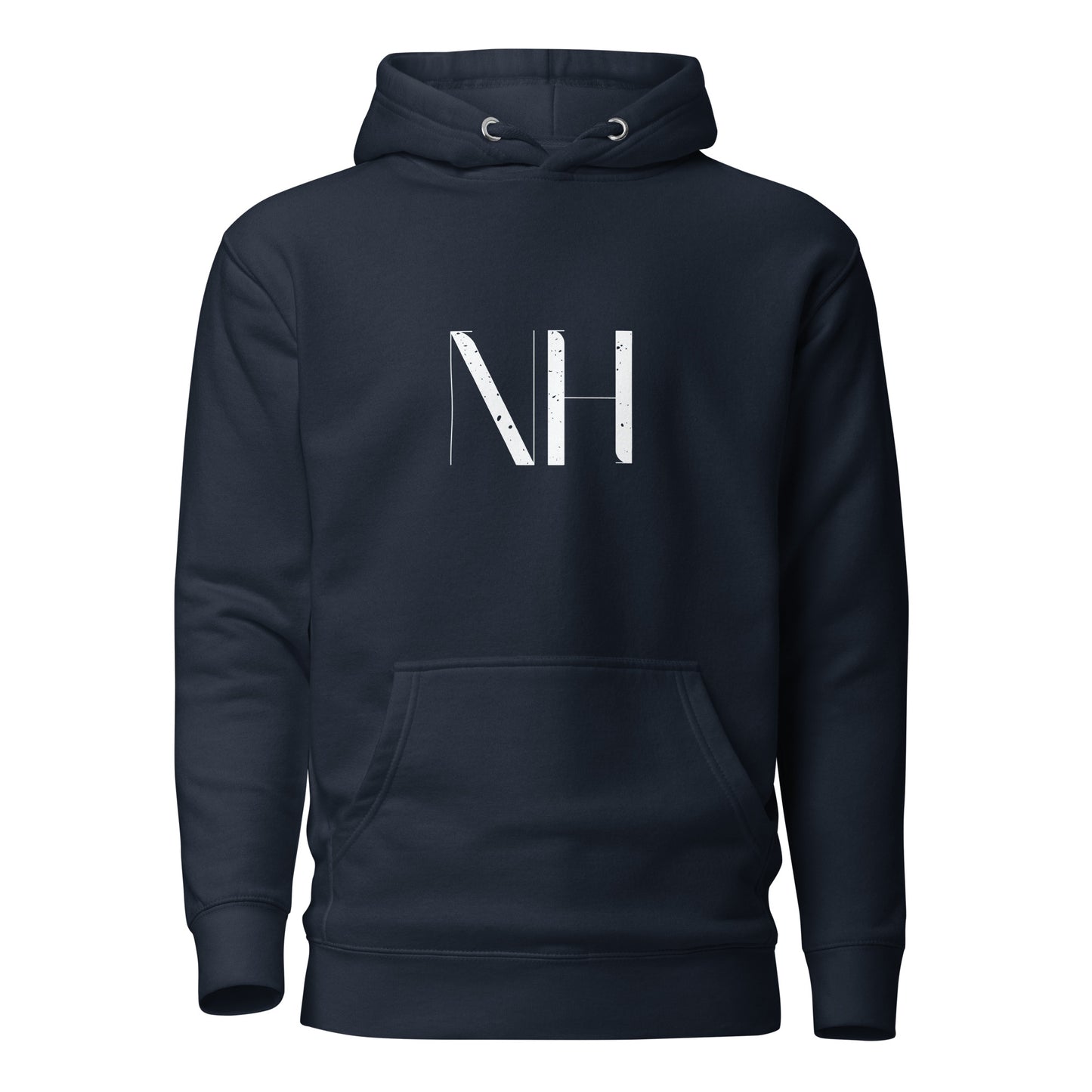 NO HUDDLE JUST GO and add this signature “NH” logo design to your hoodie collection! Customers love our “No Huddle Just Go” premium hoodies because they have all the essentials; quality 100% cotton, comfort-fitted hood, matching drawstrings, and a front pocket. Front of the hoodie has a graphic design with the NH logo.  This hoodie is available now in various colors & sizes S-3XL. This image is navy blue. 