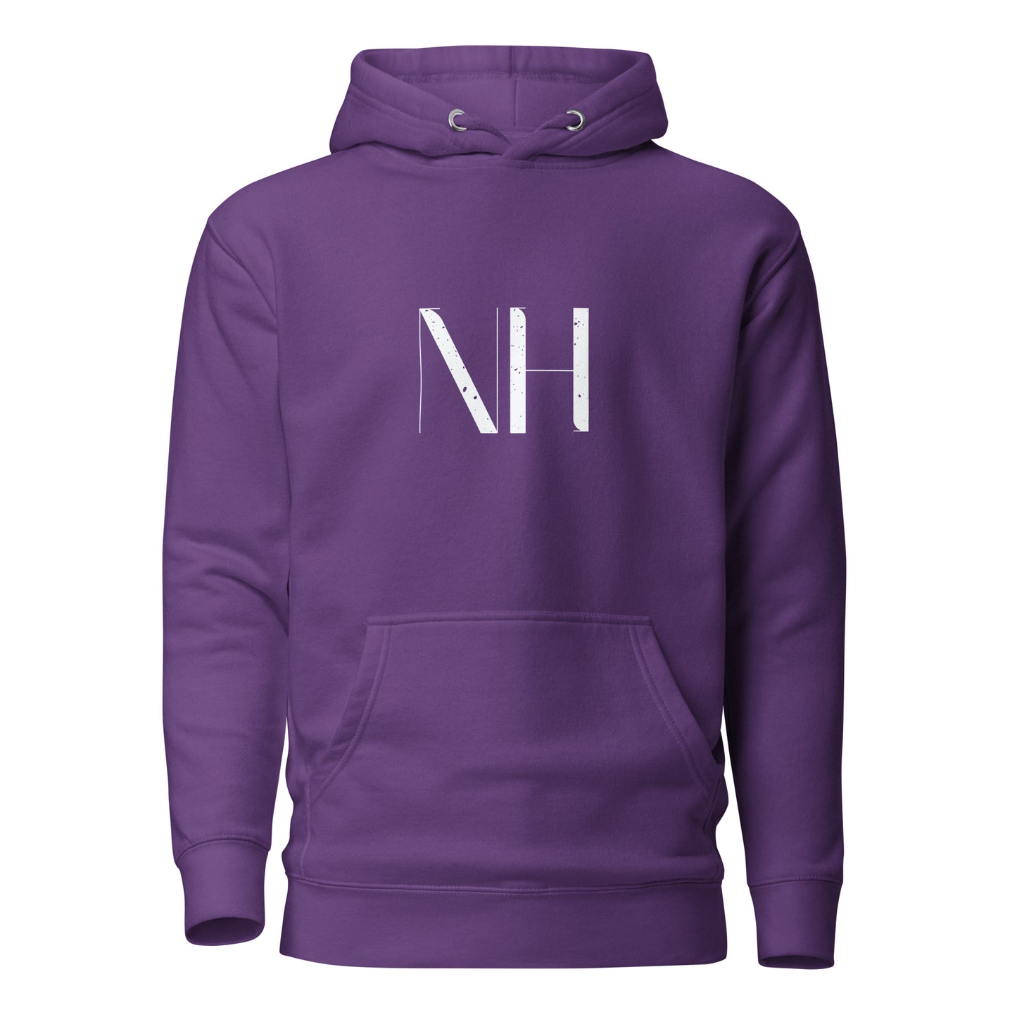 NO HUDDLE JUST GO and add this signature “NH” logo design to your hoodie collection! Customers love our “No Huddle Just Go” premium hoodies because they have all the essentials; quality 100% cotton, comfort-fitted hood, matching drawstrings, and a front pocket. Front of the hoodie has a graphic design with the NH logo.  This hoodie is available now in various colors & sizes S-3XL. This image is purple. 