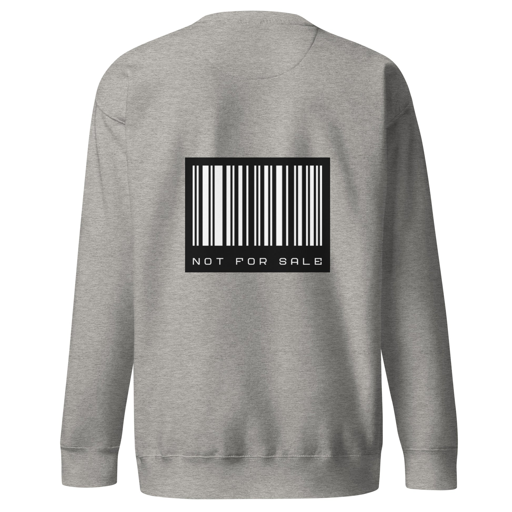 Back view of our ‘No Huddle Just Go’ Premium Unisex Sweatshirt in carbon grey, featuring ‘SOSA’ logo on front and “Not for Sale” barcode in white and black on the back.   Add this signature sweatshirt to your collection! Customers love our Premium Unisex Sweatshirts because they have all the essentials; 100% cotton face, soft interior, comfortable Unisex fit and are medium thickness. This sweatshirt is available now in various colors & sizes S-3XL.